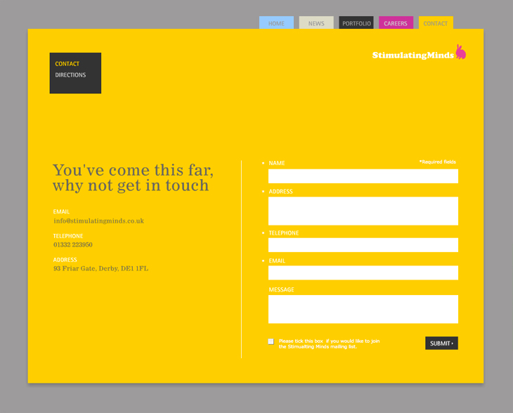 Stimulating Minds - Website - Contact