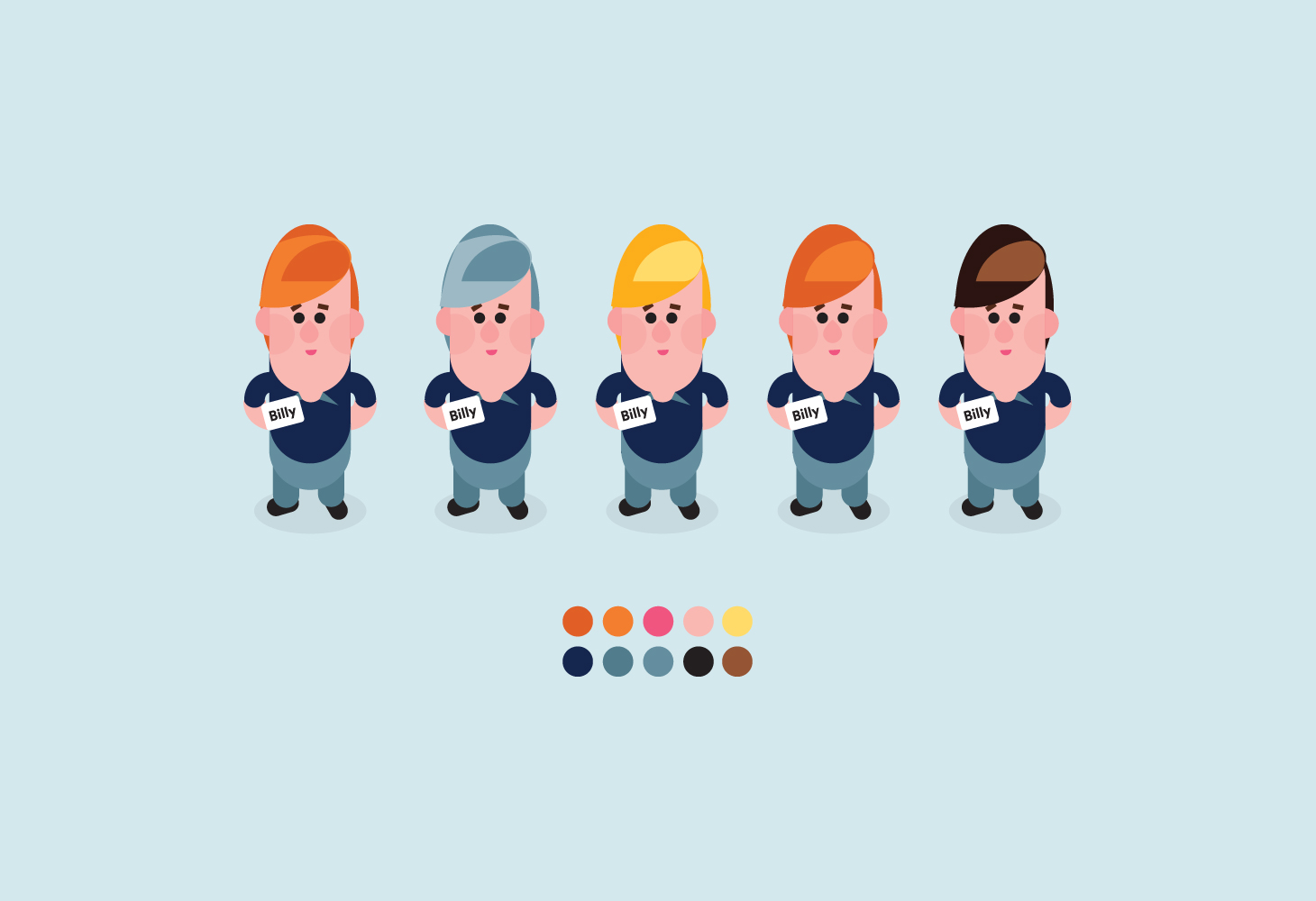 Billy - Character Illustration - Hair colour options