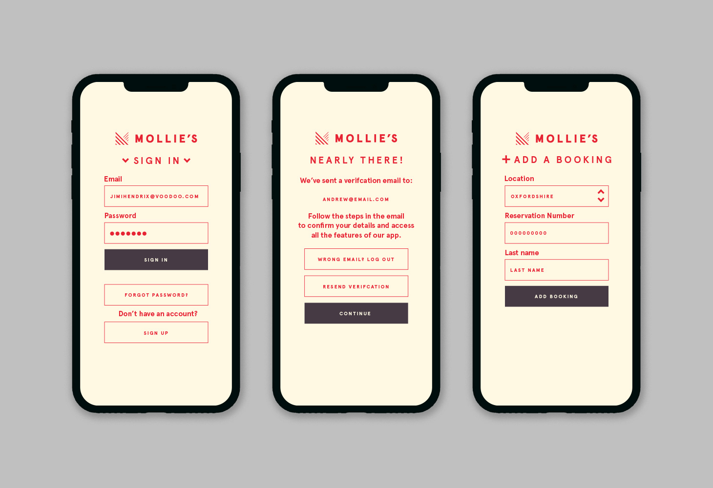 Mollie's — App – Sign up