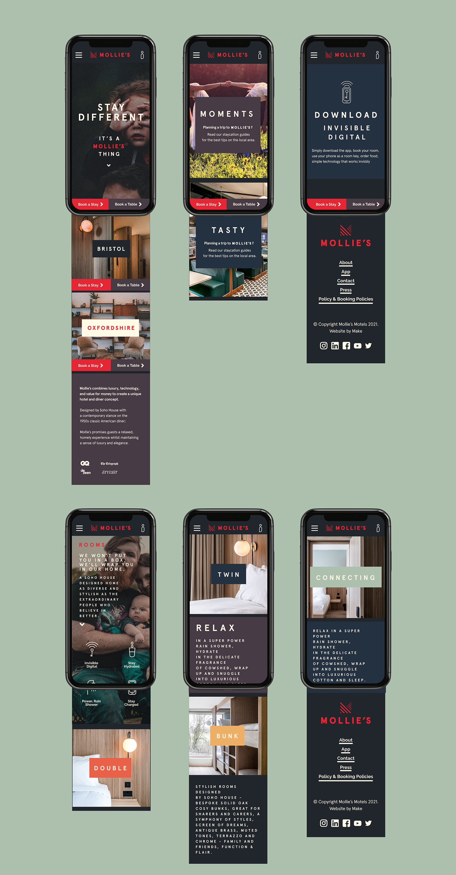 Mollie's — Website - Phone layouts