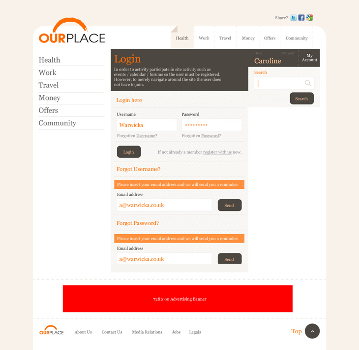 Our Place - Website - Login