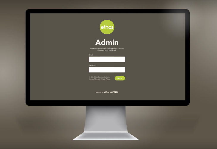 Ethos - Website - CMS / Admin Login view