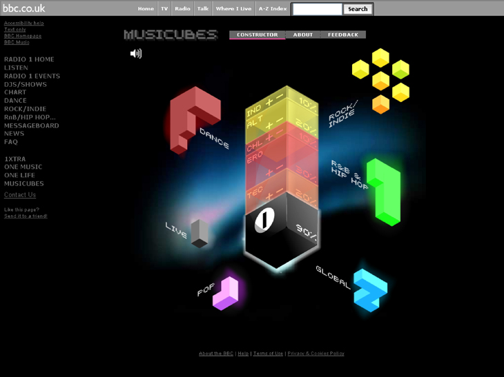 BBC Radio 1 - Musicubes - Navigation