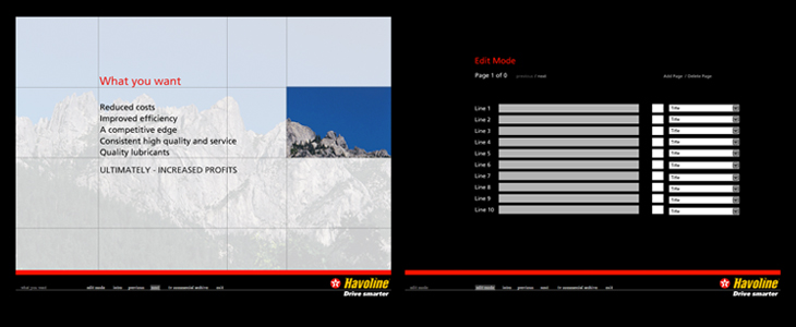 Texaco - Havoline CD-ROM - Presentation and admin edit interface