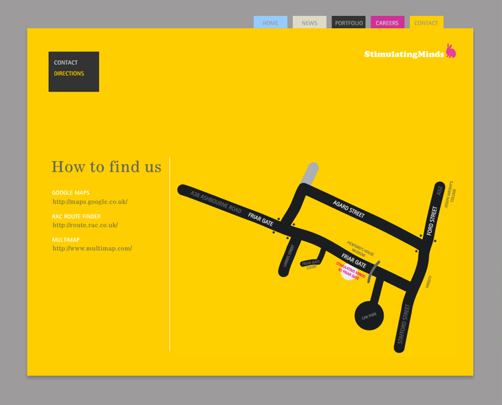 Stimulating Minds - Website - Directions